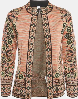 M Missoni Beige/green Floral Pattern Knit Cardigan