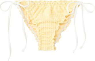 Mango Gingham Side Tie Cheeky Bikini Bottoms in Yellow at Nordstrom, Size Small