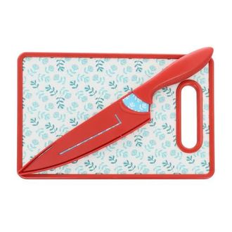 Gibson Home Village Vines 3 Piece Cutting Board and Knife Set in Red at Nordstrom