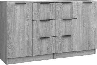 vidaXL Sideboards 2 pcs Grey Sonoma 60x30x70 cm Engineered Wood Vidaxl