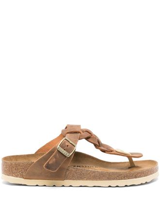 Birkenstock Gizeh braided suede slides - Brown