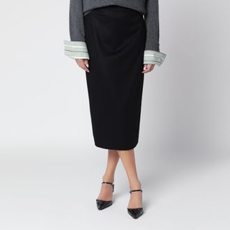 Max Mara Gonna a tubino nera in cammello zibellinato