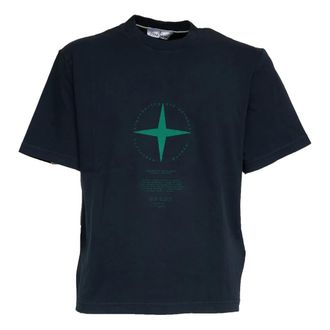 Stone Island T-Shirts, male, Blue, Size: XL Stone Print T-Shirt