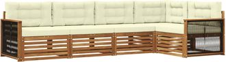 vidaXL Conjunto De Sof&aacute;s De Exterior 5 Uds. Natural Y Crema Vidaxl