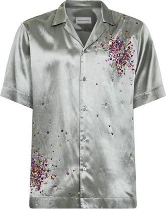 Dries Van Noten Shirt met Pailletten - Heren - Korte mouwen Overhemden - Groen - L - Pailletten - Overhemden
