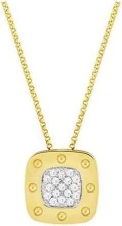 Roberto Coin 18K Yellow Gold Pois Moi Square Diamond Pendant Necklace
