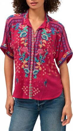 Johnny Was Audrey Short Sleeve Shirt In Cerise