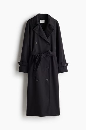 H&M Zweireihiger Trenchcoat - Schwarz