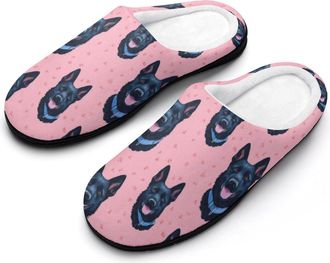 Generic Cute Black German Shepherd Dog Fashion Cotton Slippers for Women Memory Foam House Slippers Non-Slip House Bedroom Shoes