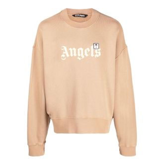 Palm Angels Patch Logo Crew Sweatshirt Beige White PMBA026F22FLE0046410