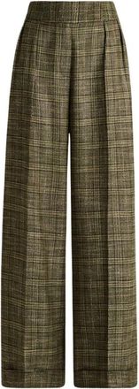 Kiton Groene Geruite Palazzo Broek - Dames - Wijde Broeken - Groen - S - Broeken