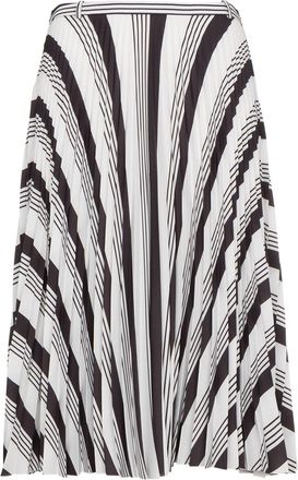 Balenciaga Pleated midi skirt with stripes - women - Polyester/Cupro - 40 - White
