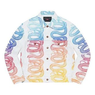 SUPREME x HYSTERIC GLAMOUR Snake Denim Trucker Jacket White Blue Pink Yellow SUP-SS21-534