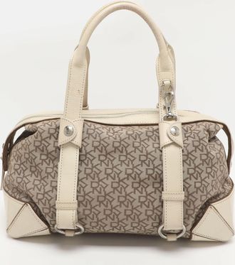 DKNY Dkny Beige/brown Signature Canvas And Leather Satchel