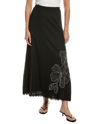 Vince Camuto Center Front Seam Linen-Blend Maxi Skirt
