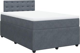 vidaXL Cama Box Spring Con Colch&oacute;n Terciopelo Gris Oscuro 120x200 Cm Vidaxl