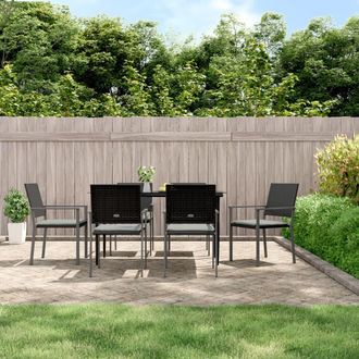 vidaXL Vidaxl - Sillas Jard&iacute;n Cojines 6 Uds Rat&aacute;n Sint&eacute;tico Negro 54x62,5x89 Cm