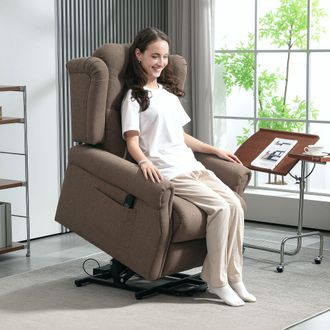 HOMCOM Power Lift Recliner Armchair with Wingback, Button Tufted in Dark Brown
