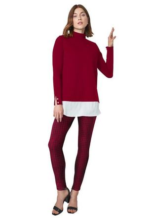 Jessica London Mixed Media Ponte Top in Rich Burgundy at Nordstrom, Size Medium