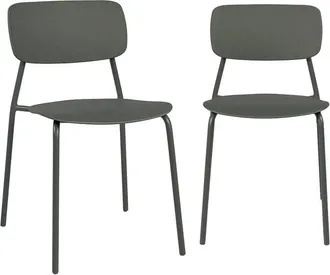 Sweeek Set of 2 stackable steel and plastic garden chairs khaki green 49x44x78.5 cm - Liva