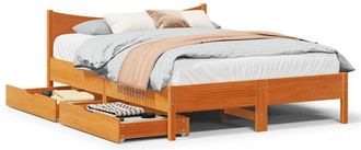 vidaXL Estructura Cama Con Cajones Madera Pino Marr&oacute;n Cera 135x190 Cm Vidaxl