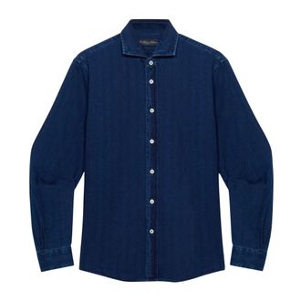 Brooks Brothers Slim Fit Denim Shirt met Spread Collar - Heren - Spijkeroverhemden - Blauw - L - Denim - Overhemden