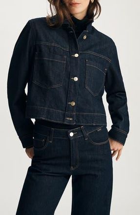 Mavi Tanya Crop Stretch Denim Jacket in Dark Blue Shiny Gold Premium at Nordstrom Rack, Size Medium