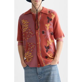 Scotch & Soda Jacquard Knit Short Sleeve in Desert Bossa Nova at Nordstrom, Size Xx-Large