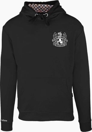 Aquascutum Mens Hooded Neck Embroidered Sweatshirt - Black - Size: 2X large