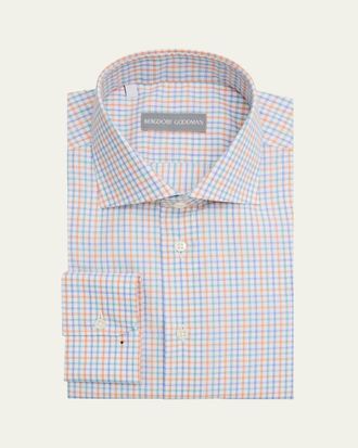 Bergdorf Goodman Mens Cotton Multicolor Plaid Dress Shirt