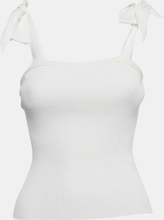 Zimmermann White Rib Knit Sleeveless Tie-Up Top
