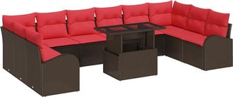 vidaXL Conjunto De Sof&aacute; De Jard&iacute;n 11 Uds. 10-n&uacute;mero De Plazas Marr&oacute;n Vidaxl