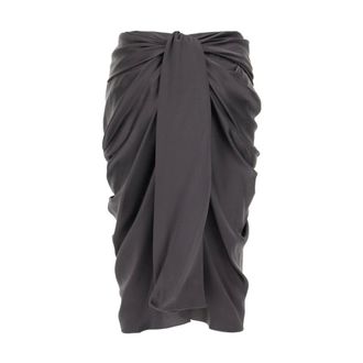 Chlo&eacute; Draped Silk Midi Skirt - female - Chlo&eacute; - Midi Skirts - Black - XS - Skirts