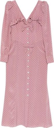 Alessandra Rich Polka-dot Ruffled Midi Dress