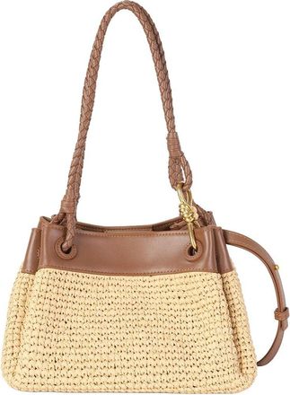 Tiffany & Fred Leather & Raffia Drawstring Shoulder Bag