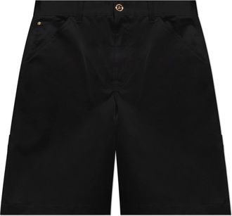 Versace Korte Broeken, Heren, Zwart, M, Katoen, Gabardine Cargo Shorts