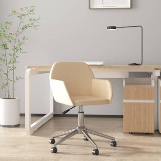 vidaXL Silla De Oficina Giratoria Tela Color Crema Vidaxl