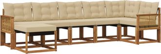 vidaXL Conjunto De Sof&aacute;s De Exterior 7 Uds. Natural Y Beige Vidaxl