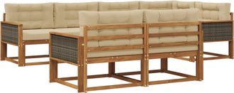 vidaXL Conjunto De Sof&aacute;s De Exterior 8 Uds. Natural Y Beige Vidaxl