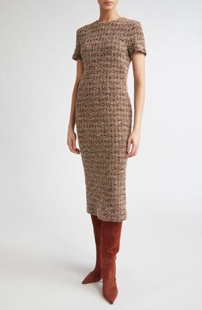 Max Mara Giugno Bouclé Jersey Sheath Dress in Camel at Nordstrom, Size 12