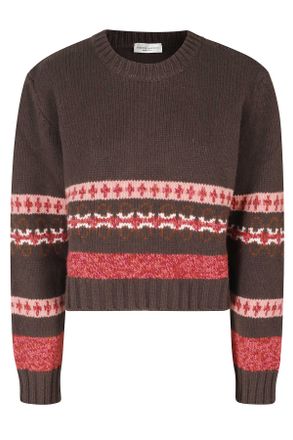 Roberto Collina Dark Brown Moulin&eacute; Stripe Virgin Wool-Blend Sweater