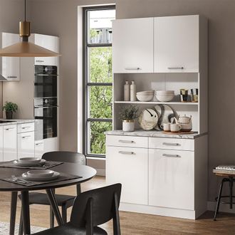 Vicco Bloque De Cocina R-line, Blanco Alto Brillo, 100 Cm, Et M&aacute;rmol