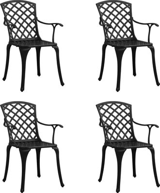 vidaXL Vidaxl - Sillas De Jard&iacute;n 4 Unidades Aluminio Fundido Negro