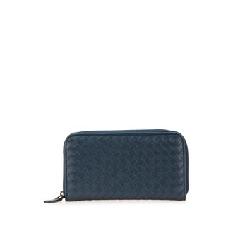 Bottega Veneta Pre-owned Womens Intrecciato Zip Around Wallet Classic - Dark Grey Leather - One Size