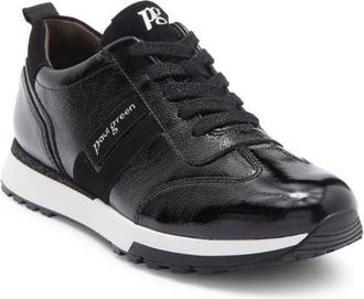 Paul Green Carrie Sneaker in Black Crinkled Patent Combo at Nordstrom, Size 8.5Us
