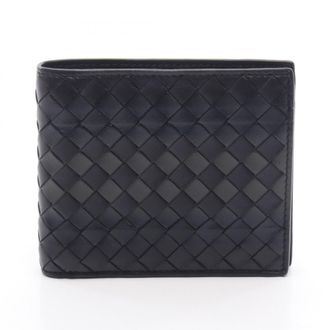 Bottega Veneta Black Gray Intrecciato Wallet (Bi-Fold) (Pre-Owned)