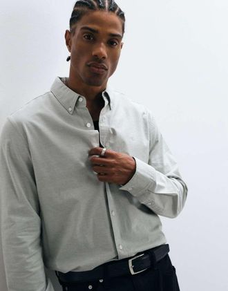 Calvin Klein Jeans camicia Oxford classica a maniche lunghe grigio chiaro
