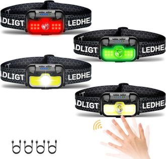 No Brand Juego De Faros Recargables (4 Piezas) - Faro Rojo Extra Brillante De 500 L&uacute;menes - Resistente Al Agua - Luz Delantera Con Luz Blanca Y Verde - 4 Pieza