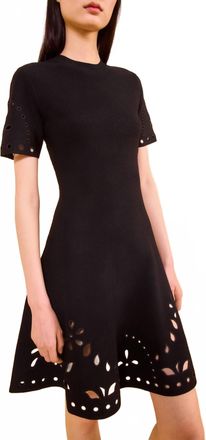Ulla Johnson Fania Short Sleeve Knit Mini Dress In Noir