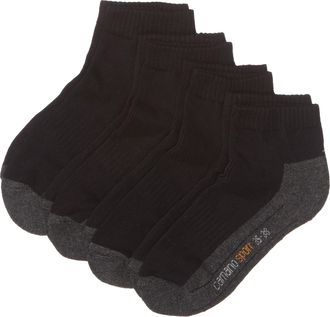 Camano Mens 5932 Sport Quarter 4 Paar Socks, Black (Black 05), 9/12 UK (Pack of 4)
